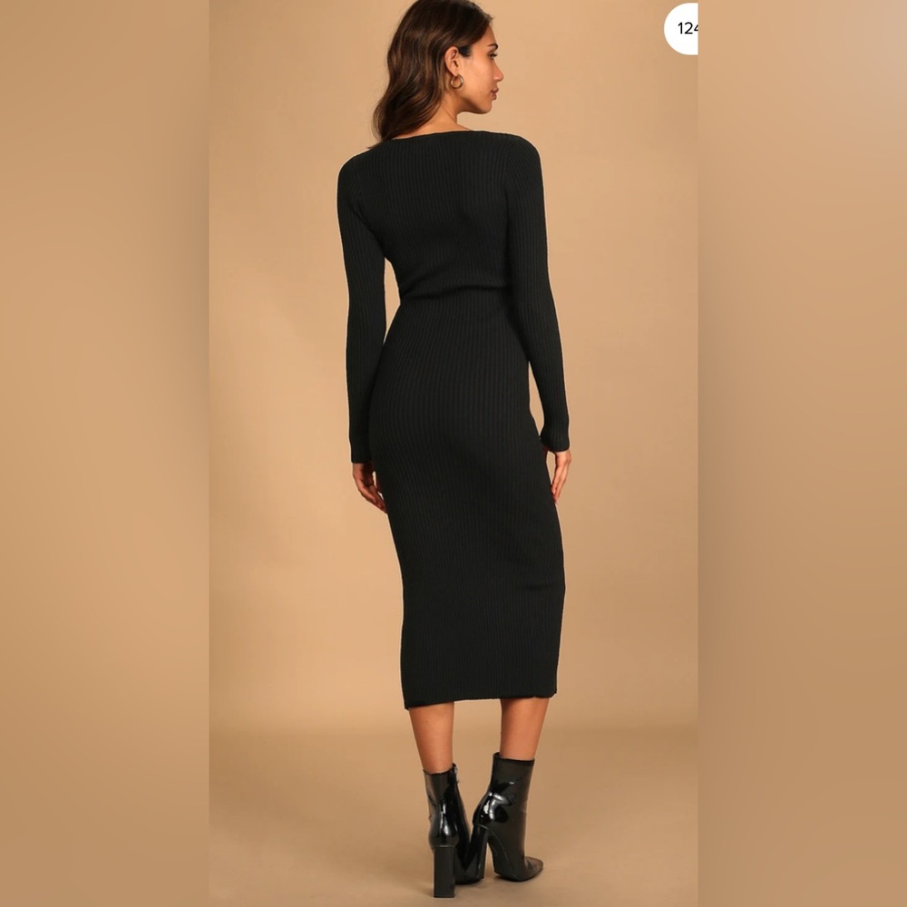 Lulu's Black Ribbed Midi Zippered Dress (NWT) - Picture 3 of 8